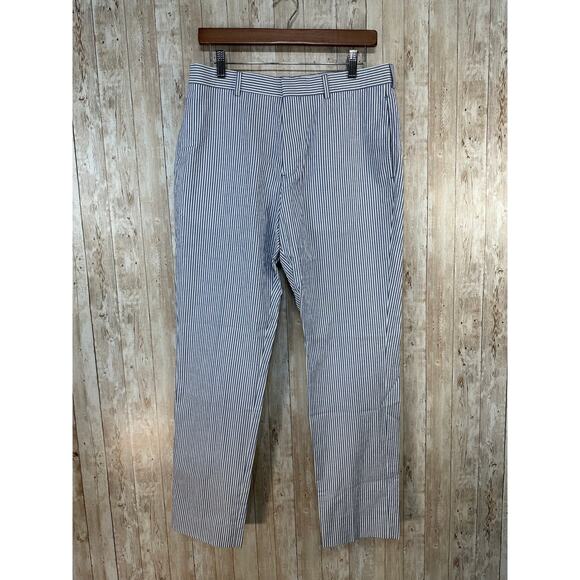 Brooks Brothers Red Fleece Seersucker Pants Mens 32/30 Blue White Striped Preppy - Picture 1 of 7